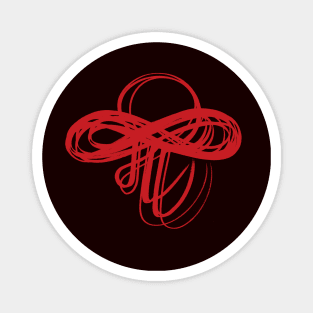 Marathi Text Spells Like English Pronoun ME  and the Meaning is I am. It is Combined with an Infinity Symbol to Express the thought that I am  Infinite, I am Universe. Colored in Neon Red Magnet